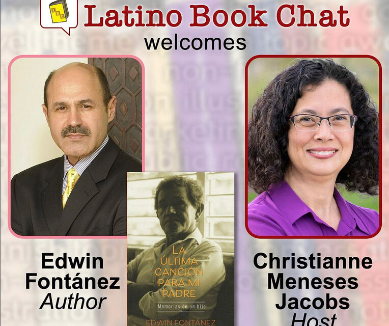 An advertisement shows photos of Edwin Fontánez, host Christianne Meneses Jacobs, and the cover of the book 'La última canción para mi padre'